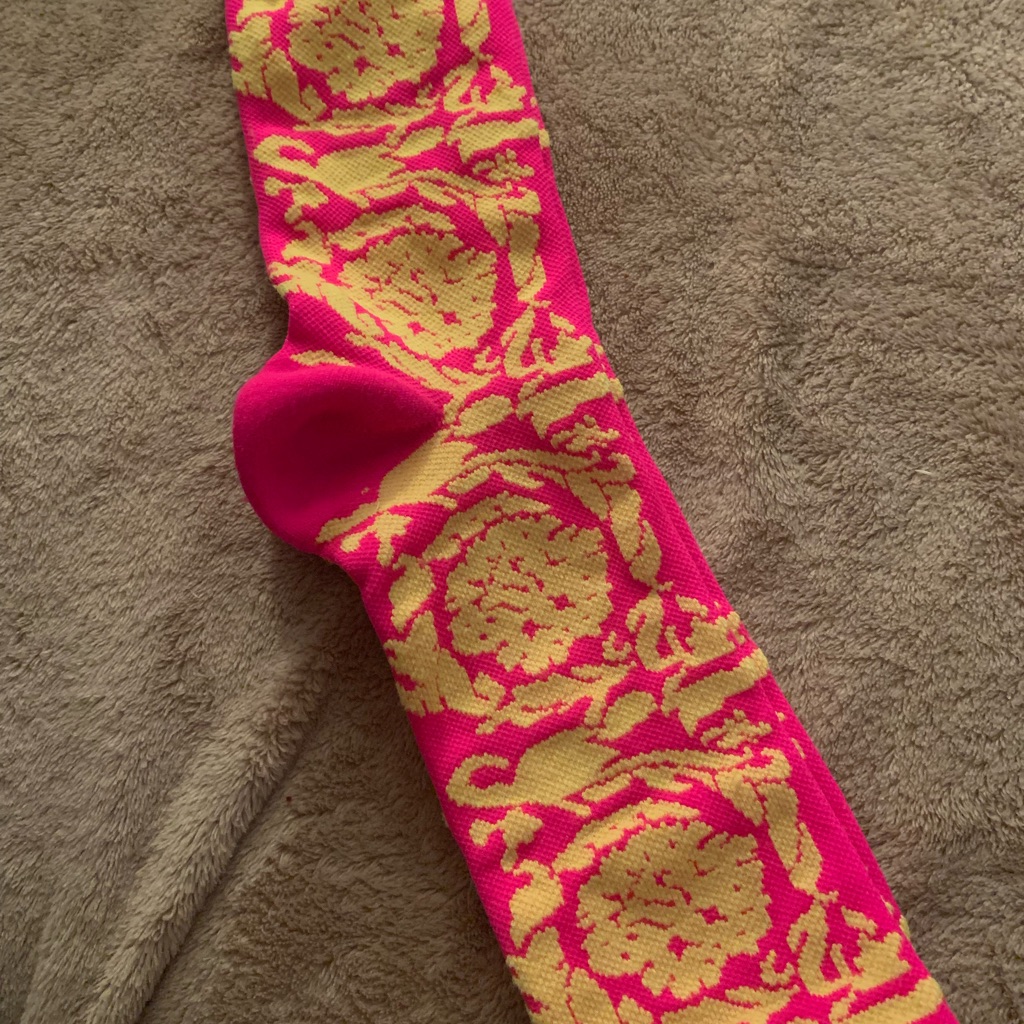 Pink And Yellow Versace Socks